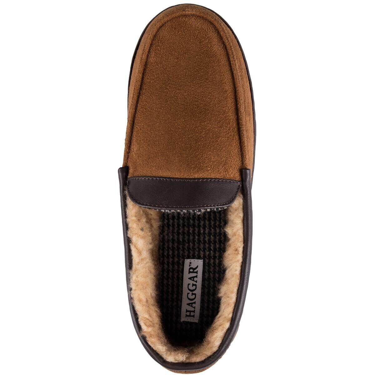 Haggar Mens Faux Sued Slip On Loafer Slippers, TAN, XL